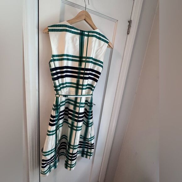 🌿 Oscar de la Renta Green & Navy Stripe Fit‑and‑Flare Dress – EUC 🌿 - Picture 5 of 5